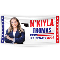 N'Kiyla Thomas For Oklahoma U.S. Senate Banner Sign, 13 oz Waterproof US Senate Election 2026, Democrate Vinyl Banner With Metal Grommets
