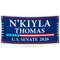 N'Kiyla Thomas For Oklahoma U.S. Senate Banner Sign, 13 oz Waterproof US Senate Election 2026, Democrate Vinyl Banner With Metal Grommets