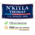 N'Kiyla Thomas For Oklahoma U.S. Senate Banner Sign, 13 oz Waterproof US Senate Election 2026, Democrate Vinyl Banner With Metal Grommets