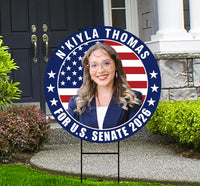 N'Kiyla Thomas For Oklahoma Senate 2026 Yard Sign, Corrugated Plastic Senate Elections, Race Red White & Blue Yard Sign with Metal H-Stake