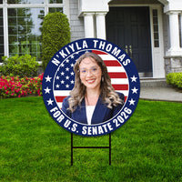 N'Kiyla Thomas For Oklahoma Senate 2026 Yard Sign, Corrugated Plastic Senate Elections, Race Red White & Blue Yard Sign with Metal H-Stake