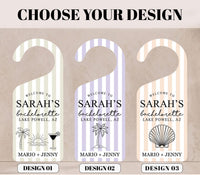 Personalized Bachelorette Door Hanger, Bridal Party Doorknob Sign, Bridesmaid Hotel Decor, Custom Name Door Sign, Custom Gift for Bride