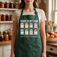 Custom Christian Apron, Jesus Is My Jam Cooking Apron, Faith Kitchen Apron with Pockets, Full-Length Funny Apron, Funny Gift for Her
