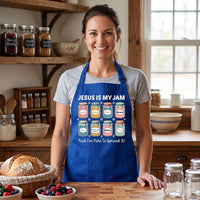 Custom Christian Apron, Jesus Is My Jam Cooking Apron, Faith Kitchen Apron with Pockets, Full-Length Funny Apron, Funny Gift for Her