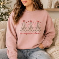 Minimalist Pine Tree Sweatshirt, Merry Christmas Crewneck, Coquette Bow Holiday Pullover, Festive Winter Shirt, Holiday Gift for Her