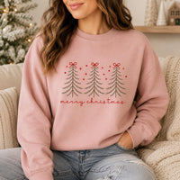 Minimalist Pine Tree Sweatshirt, Merry Christmas Crewneck, Coquette Bow Holiday Pullover, Festive Winter Shirt, Holiday Gift for Her