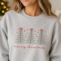 Minimalist Pine Tree Sweatshirt, Merry Christmas Crewneck, Coquette Bow Holiday Pullover, Festive Winter Shirt, Holiday Gift for Her