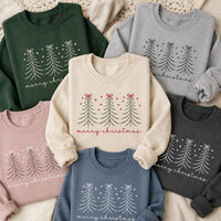 Minimalist Pine Tree Sweatshirt, Merry Christmas Crewneck, Coquette Bow Holiday Pullover, Festive Winter Shirt, Holiday Gift for Her