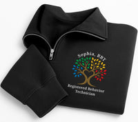 Personalized RBT Embroidered Quarter Zip Sweatshirt, Registered Behavior Technician Pullover, ABA Therapist Workwear, Clinic Top, RBT Gift