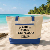 Custom Logo Tote Bag with Zipper, Personalized Business Canvas Bag, Professional Daily Tote, Corporate Appreciation Gift for Staff