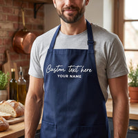 Personalized Business Apron, Custom Text Cooking Apron, Professional Chef Apron with Pockets, Staff Uniform Apron, Restaurant Gift