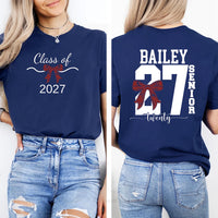 Personalized Senior 2027 Shirt, Custom Name Class of 2027 Tee, Front and Back Bow Graphic, High School Graduation Outfit, Senior Gift