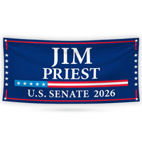 Jim Priest For Oklahoma U.S. Senate Banner Sign, 13 oz Waterproof US Senate Election 2026, Democrate Vinyl Banner With Metal Grommets