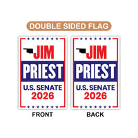 Jim Priest For Oklahoma Senate 2026 Garden Flag, Double Sided, 2026 Senate Flag, Elections Flag, Anti-Trump, Race Red White Blue Flag