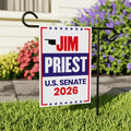 Jim Priest For Oklahoma Senate 2026 Garden Flag, Double Sided, 2026 Senate Flag, Elections Flag, Anti-Trump, Race Red White Blue Flag