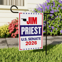 Jim Priest For Oklahoma Senate 2026 Garden Flag, Double Sided, 2026 Senate Flag, Elections Flag, Anti-Trump, Race Red White Blue Flag