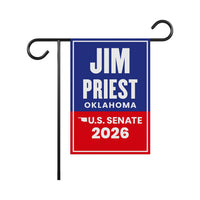 Jim Priest For Oklahoma Senate 2026 Garden Flag, Double Sided, 2026 Senate Flag, Elections Flag, Anti-Trump, Race Red White Blue Flag
