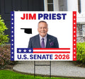 Jim Priest For Oklahoma Senate 2026 Yard Sign, Corrugated Plastic Senate Elections, Race Red White & Blue Yard Sign with Metal H-Stake