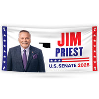 Jim Priest For Oklahoma U.S. Senate Banner Sign, 13 oz Waterproof US Senate Election 2026, Democrate Vinyl Banner With Metal Grommets