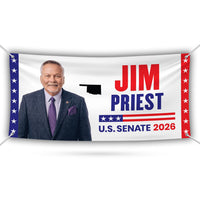 Jim Priest For Oklahoma U.S. Senate Banner Sign, 13 oz Waterproof US Senate Election 2026, Democrate Vinyl Banner With Metal Grommets