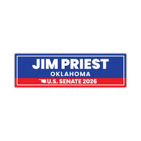 Jim Priest For Oklahoma Senate 2026 Car Magnet - Vote Jim Priest Vehicle Magnet, Oklahoma Senate Elections 2026 Magnet - 10" x 3"