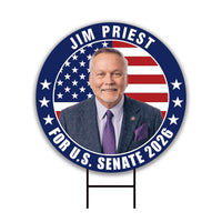 Jim Priest For Oklahoma Senate 2026 Yard Sign, Corrugated Plastic Senate Elections, Race Red White & Blue Yard Sign with Metal H-Stake
