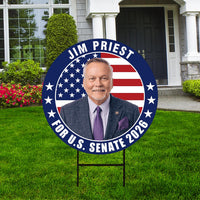 Jim Priest For Oklahoma Senate 2026 Yard Sign, Corrugated Plastic Senate Elections, Race Red White & Blue Yard Sign with Metal H-Stake