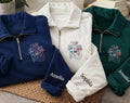 Anatomical Heart Embroidered Quarter Zip Sweatshirt, Custom Sleeve Name Pullover, Nurse Work Sweater, Cardiac Nurse Gift, Gift for RN