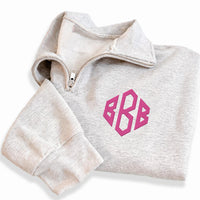 Personalized Initial Embroidered Quarter Zip Sweatshirt, Custom Letter Pullover, Monogrammed Cozy Layer, Cozy Gift for Her, Monogram Gift