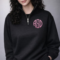 Personalized Initial Embroidered Quarter Zip Sweatshirt, Custom Letter Pullover, Monogrammed Cozy Layer, Cozy Gift for Her, Monogram Gift