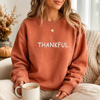 Thankful Embroidered Sweatshirt, Thanksgiving Hoodie, Minimalist Gratitude Shirt, Cute Holiday Sweatshirt, Cozy Fall Gift for Women
