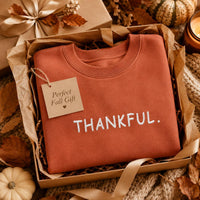 Thankful Embroidered Sweatshirt, Thanksgiving Hoodie, Minimalist Gratitude Shirt, Cute Holiday Sweatshirt, Cozy Fall Gift for Women