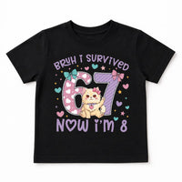 Bruh I Survived 67 Now I'm 8 Graphic Shirt, Funny Quote Tee, Cute Cat Age Eight Top, Kids 8th Birthday Party Outfit, Gift for 8 Year Old