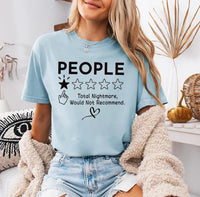 People One Star Review Shirt, Funny Introvert Graphic Tee, Sarcastic People Rating T-Shirt, Social Battery Humor Top, Gift for Friend