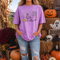 Minimalist Halloween Scarecrow and Dog Shirt, Autumn Pumpkin Graphic Tee, Rustic Fall Farm T-Shirt, Halloween Party Tee, Holiday Gift