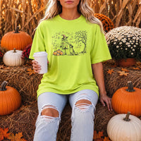 Minimalist Halloween Scarecrow and Dog Shirt, Autumn Pumpkin Graphic Tee, Rustic Fall Farm T-Shirt, Halloween Party Tee, Holiday Gift