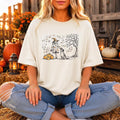 Minimalist Halloween Scarecrow and Dog Shirt, Autumn Pumpkin Graphic Tee, Rustic Fall Farm T-Shirt, Halloween Party Tee, Holiday Gift