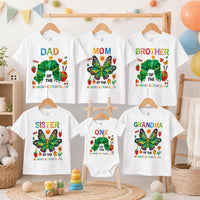 Custom Caterpillar Birthday Shirt, Personalized Family Role Tee, Individual Celebration Apparel, First Birthday Outfit, Gift for Kids