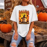 Personalized Dog or Cat Halloween Shirt, Custom Pet Portrait Tee, Salem Witch Club Graphic, Spooky Witch Costume Top, Pet Lover Gift