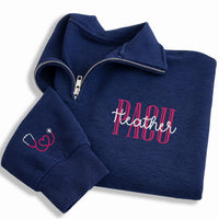 Personalized PACU Nurse Embroidered Quarter Zip Sweatshirt, Custom Name Pullover, Hospital Shift Pullover, Recovery Room Wear, Gift for RN
