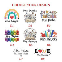 Personalized Teacher Tote Bag with Zipper, Custom Name Canvas Tote, Colorful School Designs, Classroom Supplies Bag, Gift for Teacher