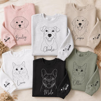 Personalized Pet Portrait Sweatshirt, Custom Dog or Cat Photo Crewneck, Minimal Line Art Shirt, Pet Parent Gift, Dog Mom Cat Dad Gift