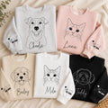 Personalized Pet Portrait Sweatshirt, Custom Dog or Cat Photo Crewneck, Minimal Line Art Shirt, Pet Parent Gift, Dog Mom Cat Dad Gift
