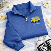 Personalized School Bus Driver Embroidered Quarter Zip Sweatshirt, Custom Name Pullover, Route Staff Workwear, Employee Appreciation Gift
