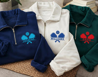 Personalized Pickleball Embroidered Quarter Zip Sweatshirt, Custom Name Pullover, Pickleball Court Layer, Team Outfit, Tournament Gift