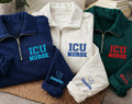 Personalized ICU Nurse Embroidered Quarter Zip Sweatshirt, Custom Name Pullover, Hospital Shift Layer, RN Workwear Top, Nurses Week Gift