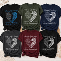 Personalized Memorial Shirt, Custom Angel Wing Remembrance Tee, In Loving Memory Name and Life Dates, Sympathy Bereavement Gift for Her