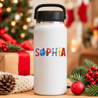 Personalized Christmas Name Sticker, Custom Holiday Vinyl Decal, Festive Alphabet Name Label, Stocking Gift Sticker, Kids Name Decal