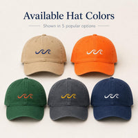 Ocean Wave Embroidered Hat, Minimalist Coastal Baseball Cap, Low Profile Dad Hat, Gift for Surfers and Beach Lovers, Everyday Cap Gift