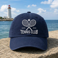 Personalized Tennis Club Embroidered Hat, Custom Team Name Baseball Cap, Classic Low Profile Dad Hat, Player Coach Gift, Game Day Gift